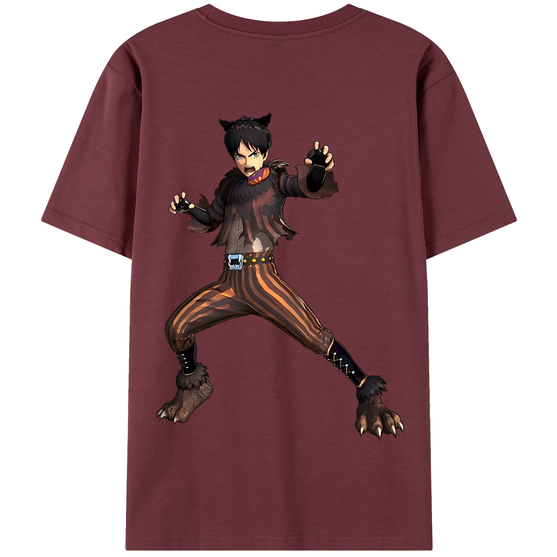 （画像用） 進撃の巨人 エレン･イェーガー Attack on Titan Eren Jäger 綿100％半袖Tシャツ（背面プリント）